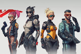 design cyberpunk and fantasy character splash art