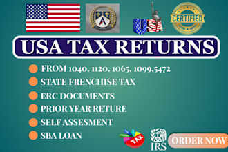 prepare and file your US tax return 1040, 1065, 1120