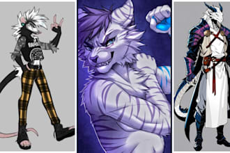 draw furry or fursona art, original character in anime or semi realistic style