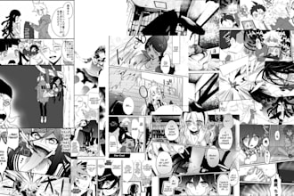 draw nsfw anime horror manga strip, manga panel inking, anime manga storyboard