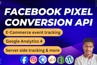 setup and fix meta pixel, facebook conversion API tracking, GTM, ga4
