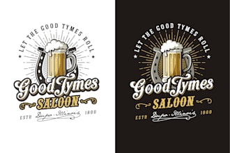 create vintage owners iconic small town bar logo