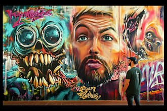 create unique street art graffiti artwork based in your pic