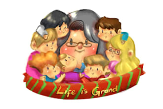 design cute illustration for granny logo