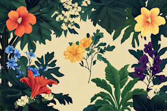 draw vector botanical illustrations of plants and flowers