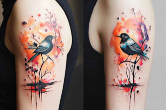 draw watercolor tattoo design