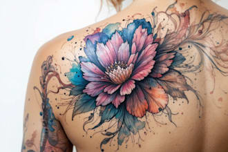 create a beautiful watercolor flowers tattoo design for you