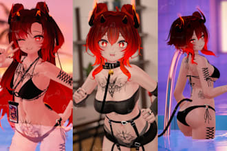 custom vr chat avatar model, 3d furry, vrc, vr character, nsfw