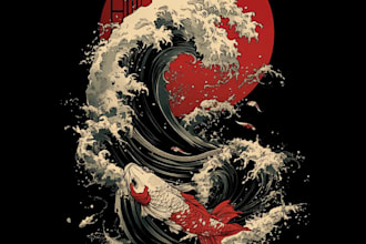draw japanese tshirt, hoodie, sticker, with my retro style