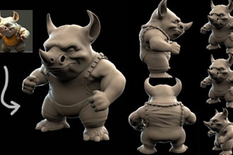 convert 2d to 3d custom character model anime figure for 3d printing