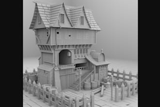 sculpt 3d printable terrain mini, dnd tabletop wargame, medieval, building  stl
