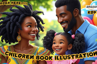do african american children story book illustration, children book cover