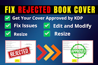 adjust, fix, modify, resize, and format your book cover for KDP