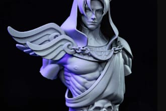 3d character bust for 3d print,sci fi human figure,zbrush sculpting,stl file,obj