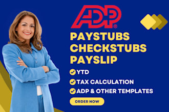 do paystub, adp pay stubs, payroll, check stub and w2 1099 941