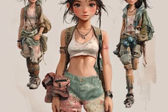 draw character design concept art for you