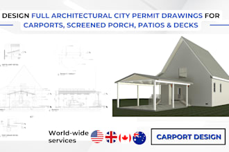 design full city permit drawings for carports, patio, adu, screen porch or decks