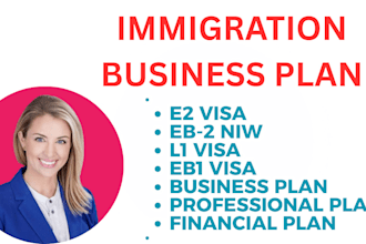 write USA immigration business plan for eb2 nlw, e2, l1 visa