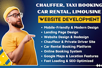 design taxi booking website, chauffeur website, limousine, car rental website