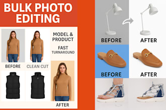 clean and retouch 30 product photos for only 15 USD,  fast and professional