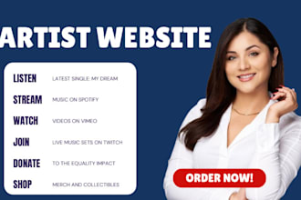 create  modern artist website for dj musician bands record labels music website