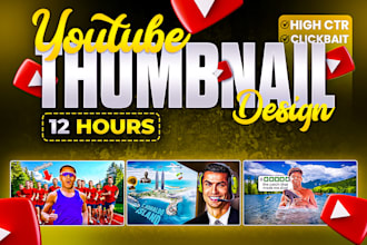 design high CTR youtube thumbnails for vlogs podcasts irl and finance