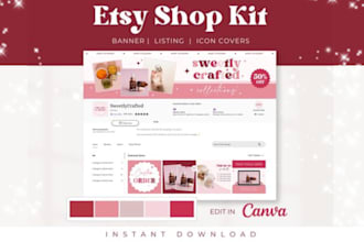 design attractive etsy shop banner, etsy store logo, etsy shop kit, etsy banner
