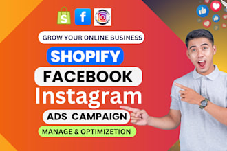 setup high sales shopify facebook ads campaign, fb ig marketing and manage