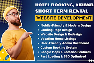 design hotel booking website, airbnb short term rental, property listing website