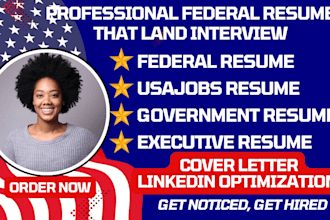 write federal resume for USA jobs, government resume and executive resume