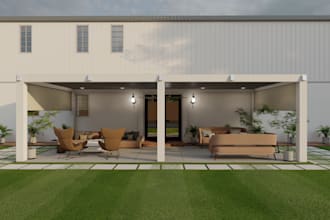 design outdoor pergola gazebo detailed layout and 3d render