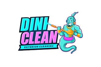design classic cartoon pressure washing logo