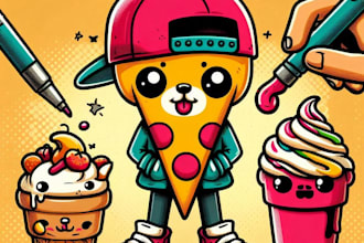 make a cartoon character food animal edgy pop art