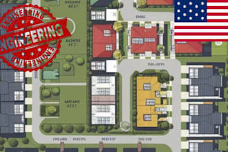 subdivision layout, grading plan, drainage plan, road design, permit ready