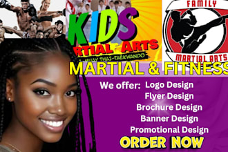 design martial arts logo fitness and gym branding martial art flyer design