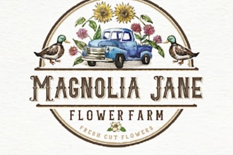 design amazing flower farm and organic farm logo