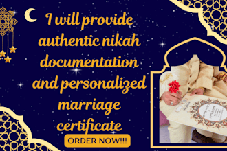 provide authentic nikah documentation and personalized marriage certificate