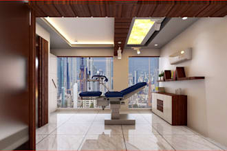 render cosmetic,facial studio interior,spa, receptionist,logo mockup,wall design