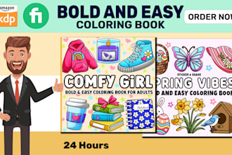 design eye catching bold and easy coloring book for amazon KDP