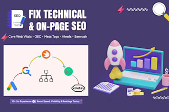 fix technical, on page SEO, core web vitals, gsc issues