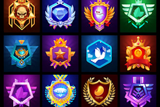 design fantasy badge, icons, elements, rank for your game