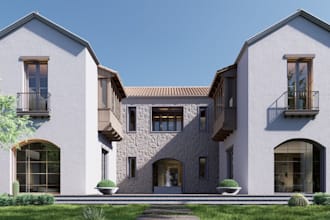revit 3d tropical house,village, farm house landscape,render 3d multistory house