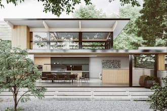 renew 3d forest house,3d patio,mini home office,cgi lobby,summer house on valley