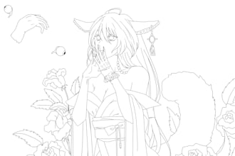 do 2d character design, anime vtuber model, live2d, 2d manga design, 2d anime ka