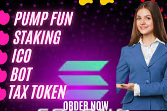 develop tax token, pump fun, smart contract, and dapp on solana