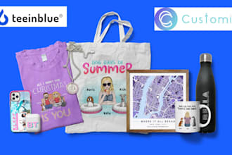 do premium custom product on teeinblue, customily shopify product personalizer
