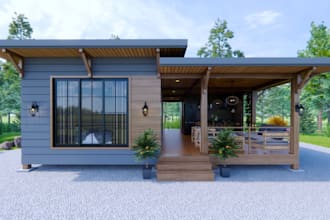 3d tiny farm house,3d patio exterior design,softscape,3d backyard,rhino render