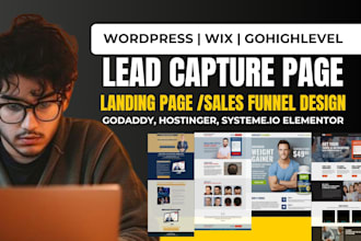 design lead capture page, one page website, sales funnel, landing page design