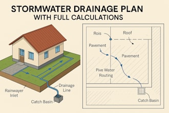 do stormwater management and drainage plumbing plan with all the calculations