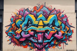 create graffiti art name with character or logo brand